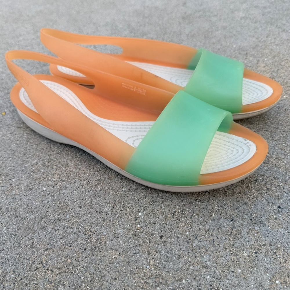 Crocs Slingback Jelly Sandals peach mint green Comfort Summer Y2K Shoes size 9